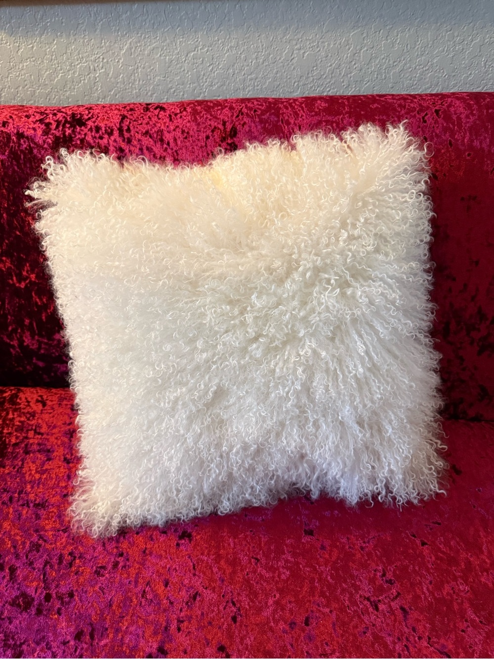 Luxury Mon Château Cream White
Tibetan faux Fur Shaggy Boho Pillow
16X16  inche